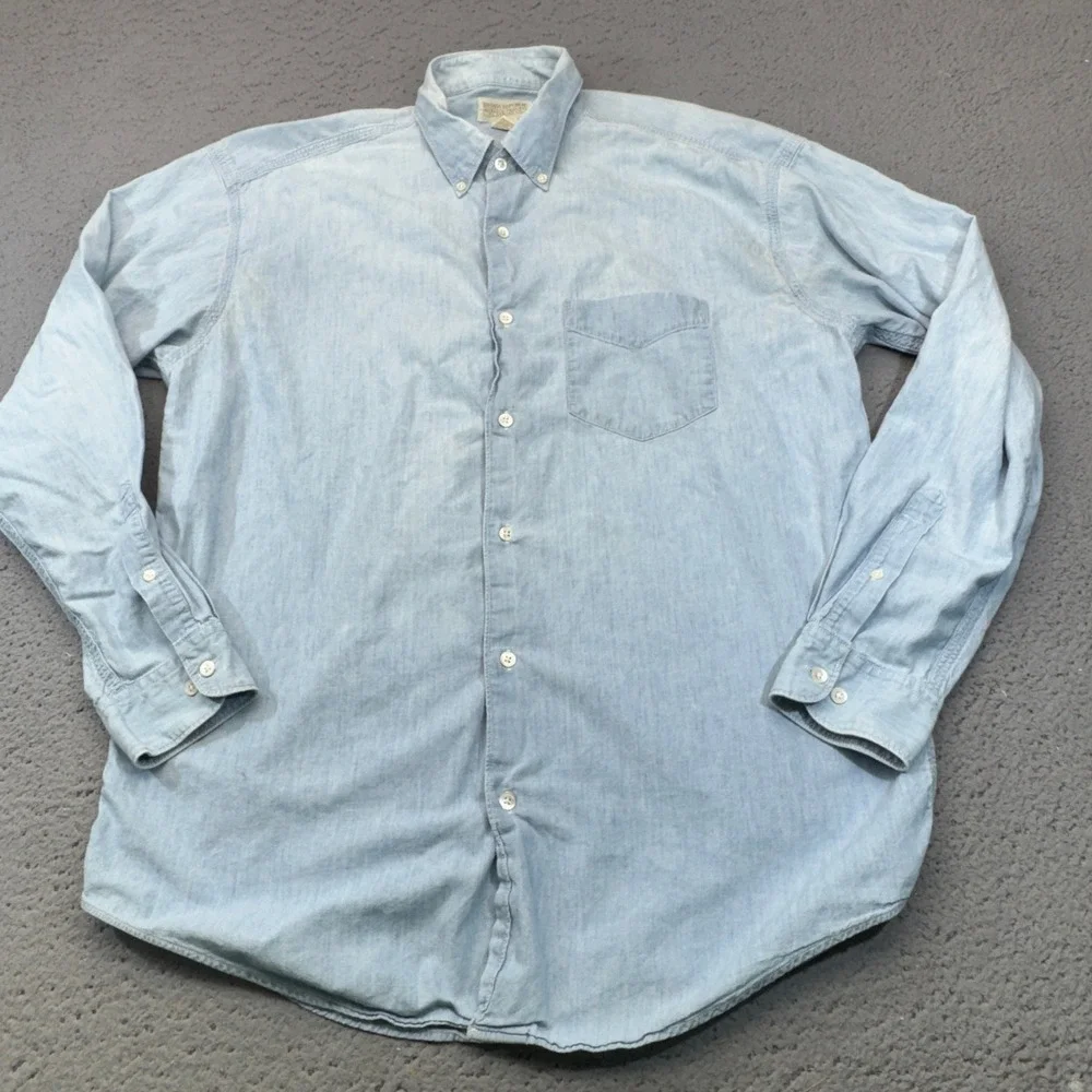 Banana Republic Safari Mens Large Blue Chambray Denim Safari Travel Casual